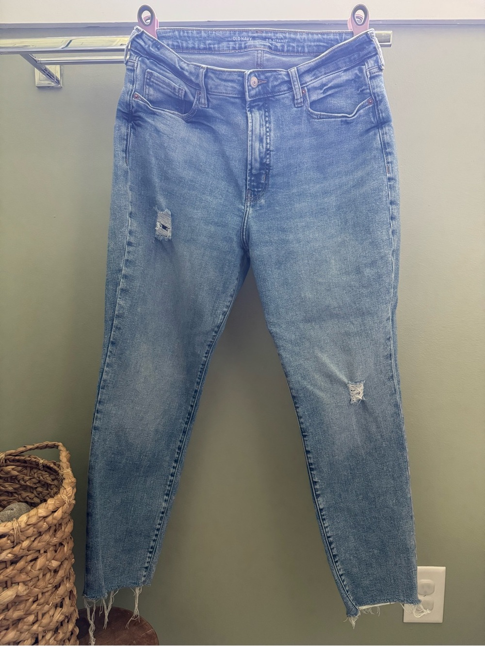 Old Navy Light Blue High-Rise Ripped Jeans